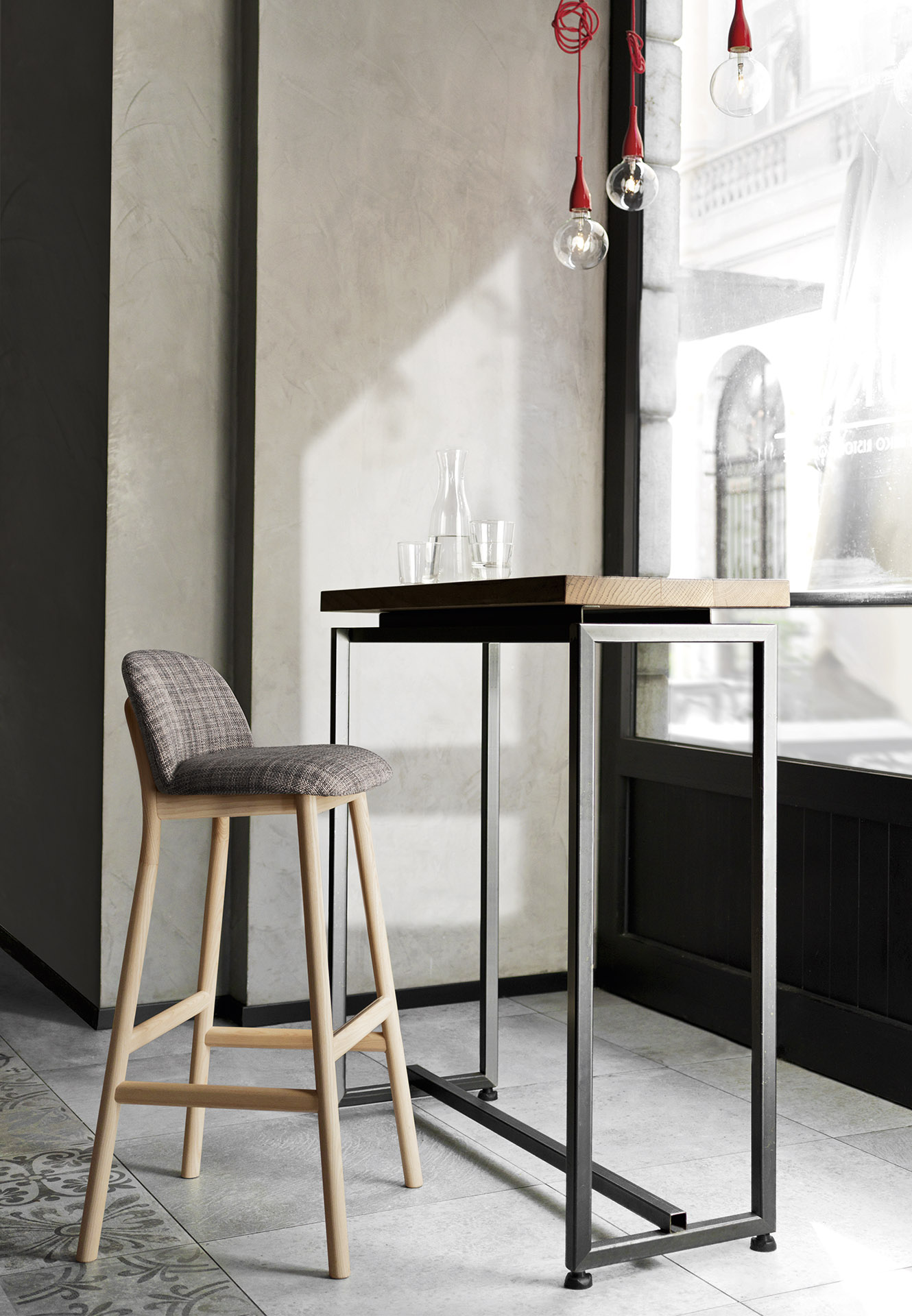 furniture, table, desk, dining table, chair