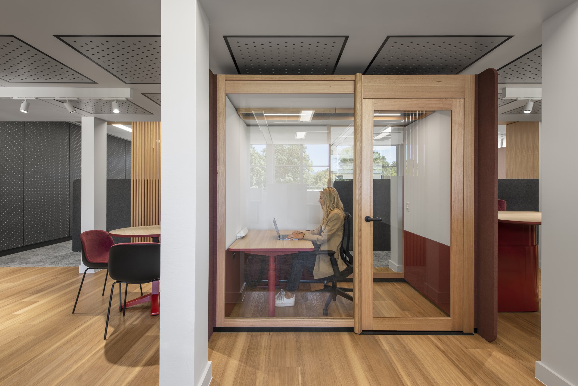 interior design, door, floor, wood, adult, female, person, woman, table, flooring
