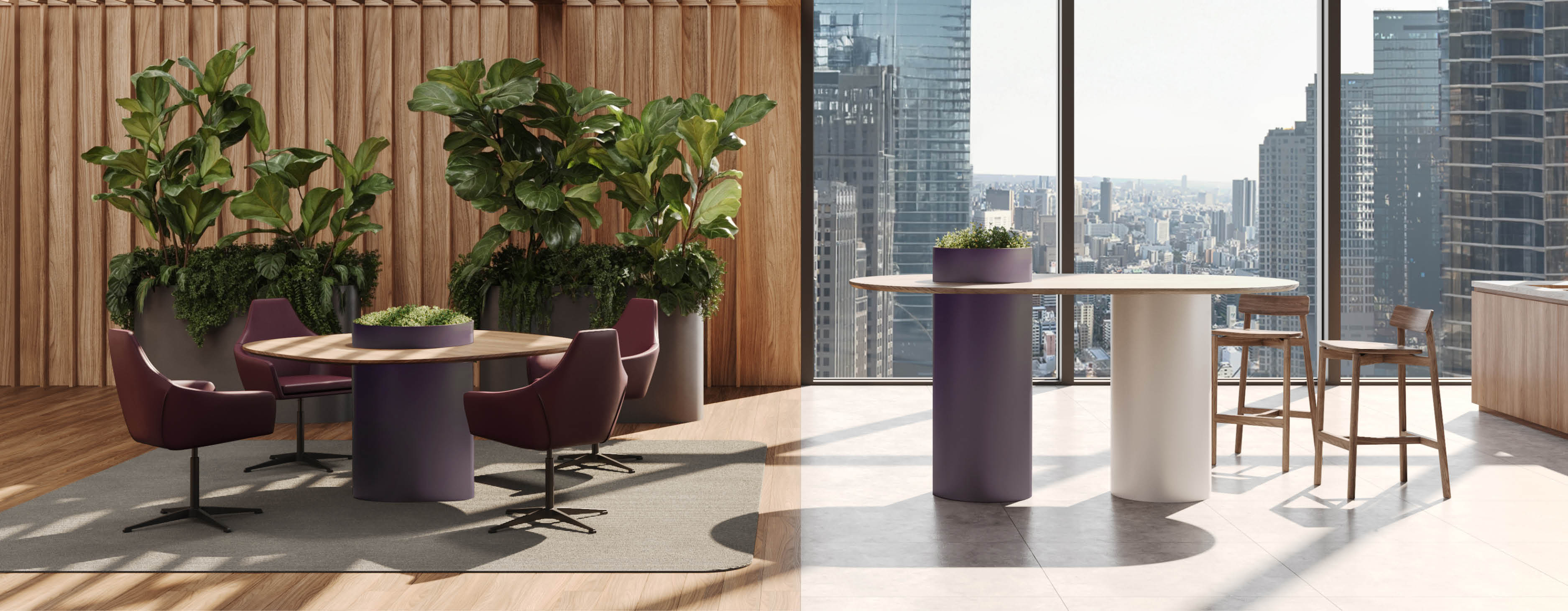table, plant, potted plant, dining table, dining room, indoors, interior design, chair, desk, rug