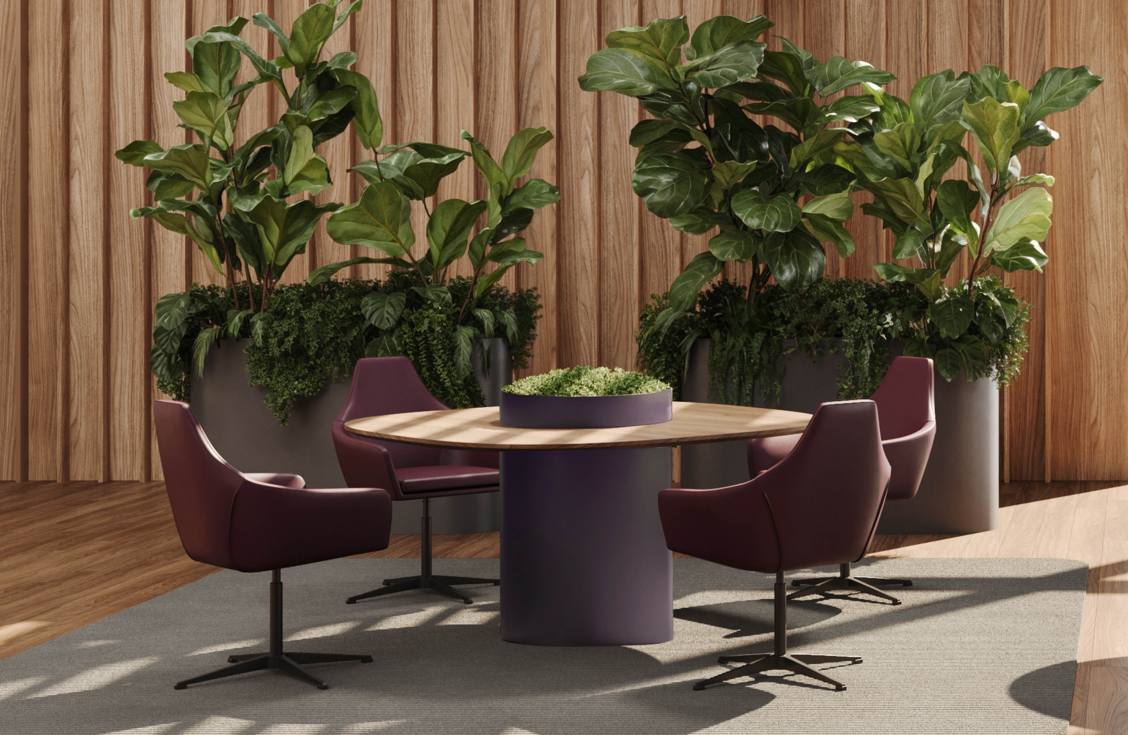 plant, potted plant, furniture, table, indoors, interior design, chair, dining table, desk, dining room