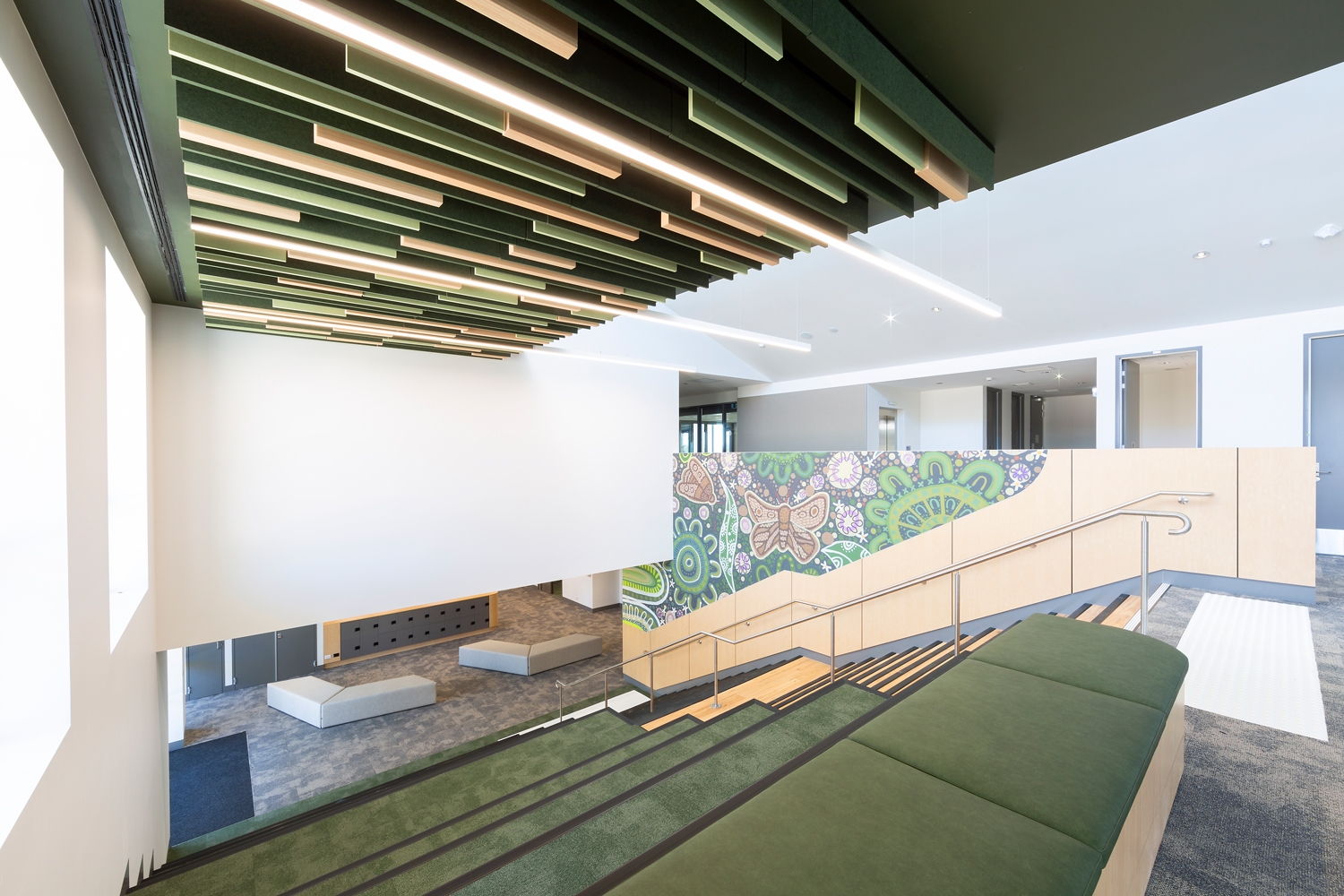 building, foyer, indoors, furniture, living room, room, interior design, home decor, waiting room, rug