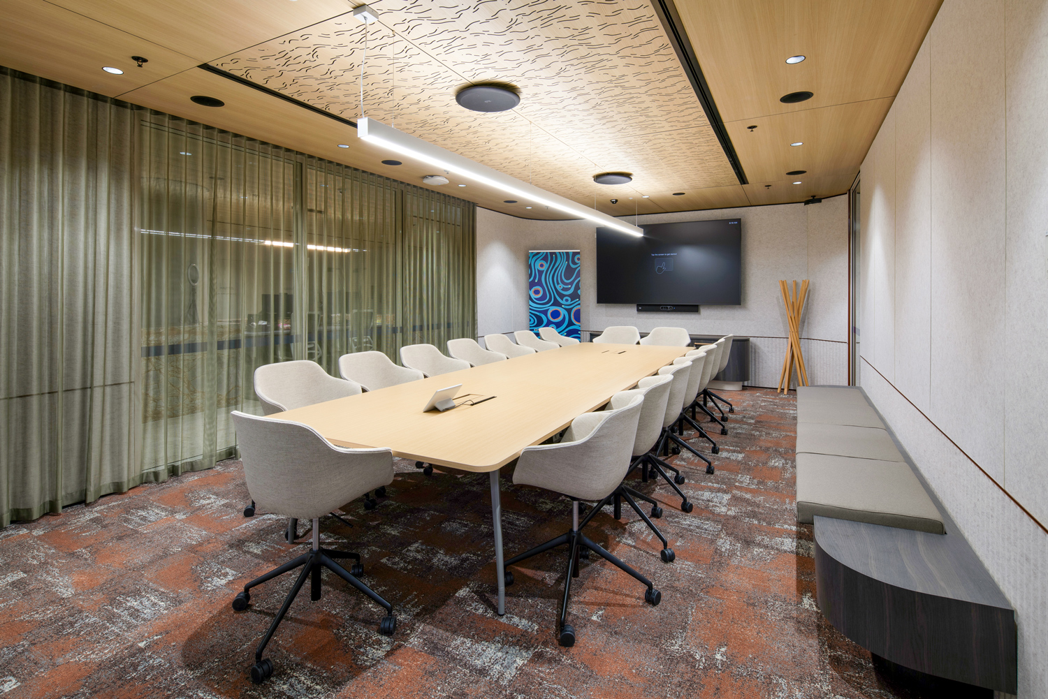 indoors, meeting room, office, room, chair, furniture, monitor, screen, interior design, desk