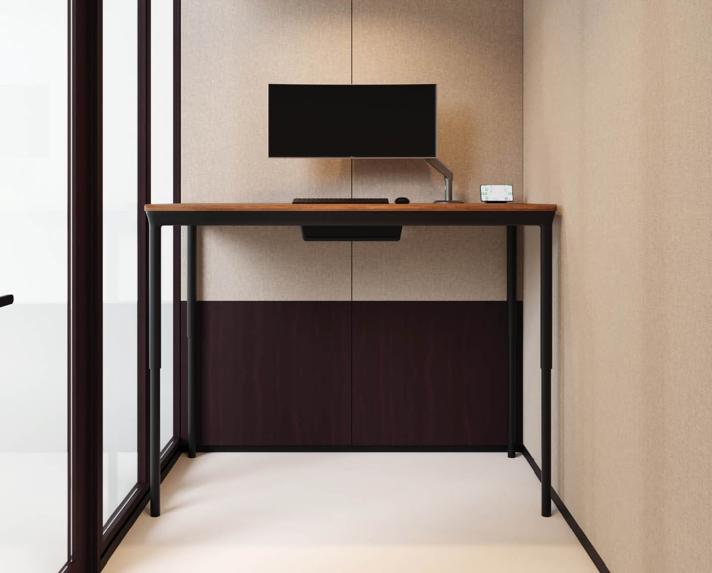 desk, furniture, table, electronics, screen, computer hardware, hardware, monitor, computer, standing desk